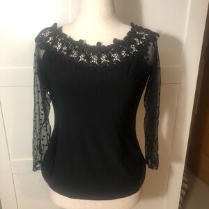 VENUS Black Lace Detail Blouse